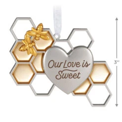 Hallmark Our Love Is Sweet Metal Ornament -Hallmark Gift Shop Honeycomb and Heart Keepsake Ornament 1799QHX3027 03