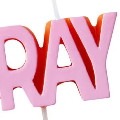 Hallmark "Hooray" Pink Candle -Hallmark Gift Shop Hooray Pink and Orange Cake Candle 3CPP1219 04