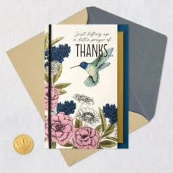 Hallmark Lifting Up A Little Prayer Of Thanks Thank You Card -Hallmark Gift Shop Hummingbird and Flowers Religious Thank You Card 699T2329 06