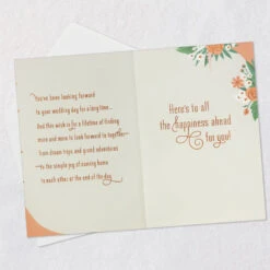 Hallmark Here's To All The Happiness Ahead For You Wedding Card -Hallmark Gift Shop Ivory Drape With Flowers Wedding Card 799W4051 04