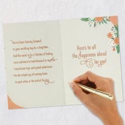 Hallmark Here's To All The Happiness Ahead For You Wedding Card -Hallmark Gift Shop Ivory Drape With Flowers Wedding Card 799W4051 07