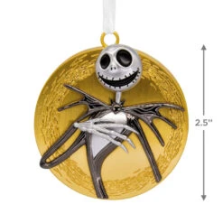 Disney Tim Burton's The Nightmare Before Christmas Jack Skellington On Moon Metal Hallmark Ornament -Hallmark Gift Shop Jack Skellington Gold Moon Christmas Ornament 3HCM4748 04