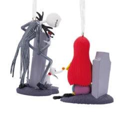 Disney Tim Burton's The Nightmare Before Christmas Jack And Sally With Tombstones Hallmark Ornaments, Set Of 2 -Hallmark Gift Shop Jack and Sally With Tombstones Christmas Ornaments 3HCM4009 07