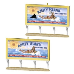 Hallmark Jaws 50th Anniversary Help!!! Shark Ornament -Hallmark Gift Shop Jaws Billboard Keepsake Ornament 5QXI8582 03