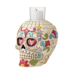 Enesco Jim Shore Day Of The Dead Skull Votive Candle Holder -Hallmark Gift Shop Jim Shore Mexican Sugar Skull Candle Holder 6012756 02
