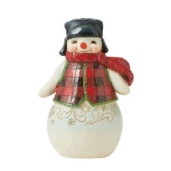 Enesco Jim Shore Pint-Sized Snowman In Plaid Figurine, 5"