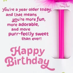 Hallmark Disney The Aristocats Marie Purr-fectly Sweet Birthday Card With Feather-Topped Pen -Hallmark Gift Shop Kitten Marie Birthday Card with Fancy Pen for Kids 759HFI1424 02