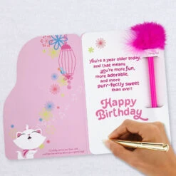 Hallmark Disney The Aristocats Marie Purr-fectly Sweet Birthday Card With Feather-Topped Pen -Hallmark Gift Shop Kitten Marie Birthday Card with Fancy Pen for Kids 759HFI1424 06