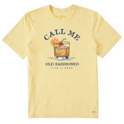 Life Is Good Call Me Old-Fashioned Men's Yellow T-Shirt, Large