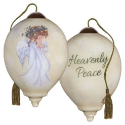 Ne'Qwa Art Heavenly Peace Sweet Angel And Dove Glass Christmas Ornament -Hallmark Gift Shop Little Angel With Dove Blown Glass Ornament 7251126 03