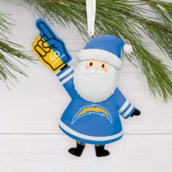 NFL Los Angeles Chargers Santa Fan Hallmark Ornament -Hallmark Gift Shop Los Angeles Chargers Santa Fan Christmas Ornament 1OSL2588 02