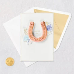 Hallmark Lucky Me Love Card -Hallmark Gift Shop Lucky Horseshoe and Leaves Romantic Love Card 759LAD2958 05