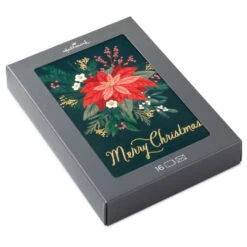 Hallmark Elegant Poinsettia Boxed Christmas Cards, Pack Of 16