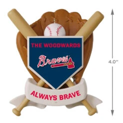 MLB Baseball Personalized Ornament, Braves™ -Hallmark Gift Shop MLB Baseball Personalized Ornament Braves 2499QHE1913B100 04