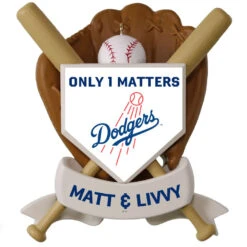 MLB Baseball Personalized Ornament, Dodgers™ -Hallmark Gift Shop MLB Baseball Personalized Ornament Dodgers 2499QHE1913B105 03