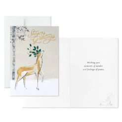 Hallmark Stately Deer In Snow Boxed Christmas Cards, Pack Of 12 -Hallmark Gift Shop Majestic Deer and Birch Christmas Cards Pack 1XPX5753 03