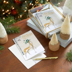 Hallmark Stately Deer In Snow Boxed Christmas Cards, Pack Of 12 -Hallmark Gift Shop Majestic Deer and Birch Christmas Cards Pack 1XPX5753 08