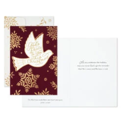 Hallmark Dove Of Peace On Burgundy Religious Boxed Christmas Cards, Pack Of 16 -Hallmark Gift Shop Make spirits bright when you send these cute Hallmark boxed Christmas cards featuring 1DSH1182 03