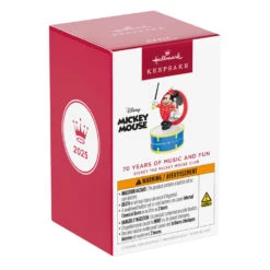 Hallmark Disney The Mickey Mouse Club 70 Years Of Music And Fun Musical Ornament With Light -Hallmark Gift Shop Marching Mickey on Drum Keepsake Ornament 5QXD7155 08