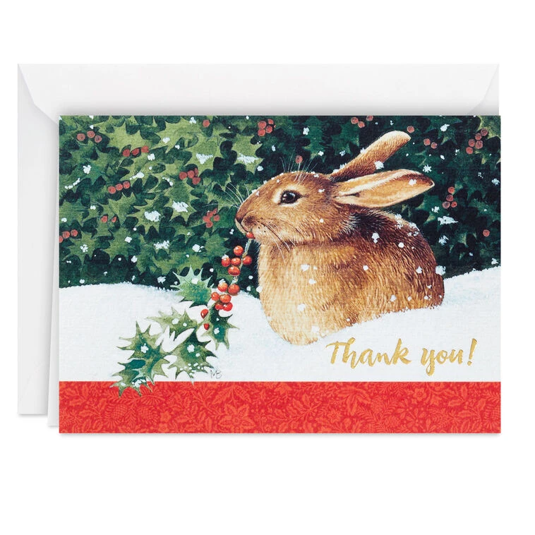 Hallmark Marjolein Bastin Winter Bunny Boxed Blank Christmas Thank-You Notes, Pack Of 10 4 Hallmark Marjolein Bastin Winter Bunny Boxed Blank Christmas Thank-You Notes, Pack Of 10 - Image 2