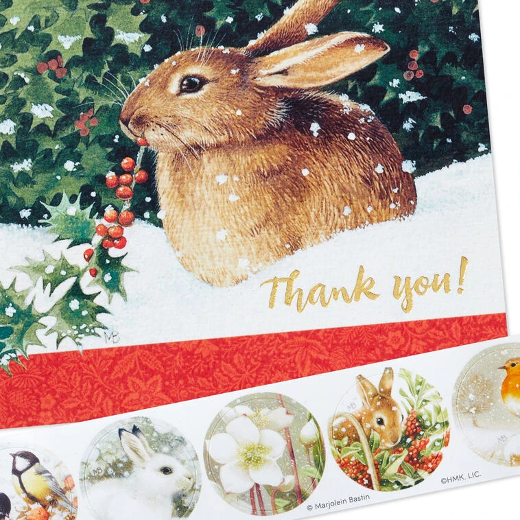 Hallmark Marjolein Bastin Winter Bunny Boxed Blank Christmas Thank-You Notes, Pack Of 10 6 Hallmark Marjolein Bastin Winter Bunny Boxed Blank Christmas Thank-You Notes, Pack Of 10 - Image 4