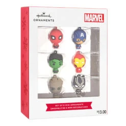Mini Marvel Super Heroes Shatterproof Hallmark Ornaments, Set Of 6 -Hallmark Gift Shop Marvel Super Heroes Miniature Christmas Ornaments Set of 6 2HCM9228 04