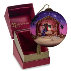Ne'Qwa Art Silent Night, Holy Night Nativity Scene Glass Christmas Ornament -Hallmark Gift Shop Mary Joseph and Baby Jesus Blown Glass Ornament 7251122 05