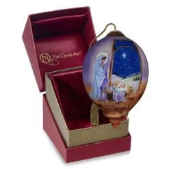 Ne'Qwa Art O Night Divine Mary And Baby Jesus Glass Christmas Ornament -Hallmark Gift Shop Mary and Baby Jesus in Manger Blown Glass Ornament 7251120 05