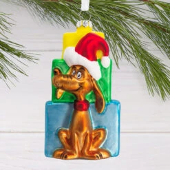 Dr. Seuss's How The Grinch Stole Christmas!™ Max With Presents Blown Glass Hallmark Ornament -Hallmark Gift Shop Max the Dog With Presents Christmas Ornament 3HCM3697 02