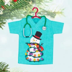 Hallmark The Caring Spirit Fabric Ornament -Hallmark Gift Shop Medical Scrubs With Snowman Keepsake Ornament 5QGO1942 02