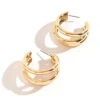 Howard's Jewelry Medium Triple Tube Gold Hoop Earrings -Hallmark Gift Shop Medium Triple Tube Gold Hoop Earrings 10521 01
