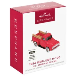 Hallmark Mini Lil' American Trucks 1954 Mercury M-100 2023 Metal Ornament, 0.75" -Hallmark Gift Shop Mercury M100 Truck Keepsake Ornament 1299QXM9159 04