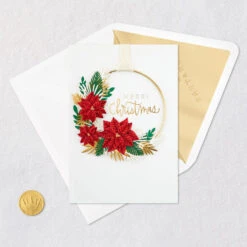 Hallmark Merry Christmas Card With Floral Hoop Wreath -Hallmark Gift Shop Merry Christmas Card With Floral Hoop Wreath 1059IXC3013 06