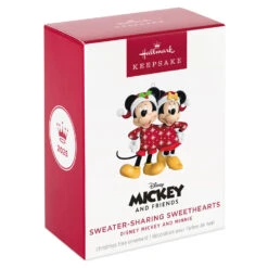 Hallmark Disney Mickey And Minnie Sweater-Sharing Sweethearts Ornament -Hallmark Gift Shop Mickey Minnie One Red Sweater Keepsake Ornament 5QXD7152 08