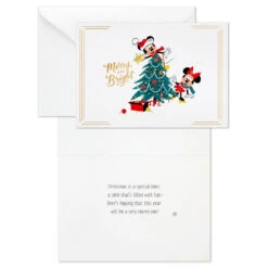 Hallmark Disney Mickey Mouse And Disney Minnie Mouse Merry And Bright Boxed Christmas Cards, Pack Of 16 -Hallmark Gift Shop Mickey Mouse Minnie Mouse Boxed Christmas Cards 1XPX1290 03