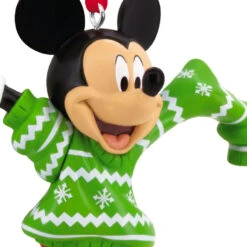 Disney Mickey Mouse In Christmas Sweater Hallmark Ornament -Hallmark Gift Shop Mickey Mouse in Green Sweater Christmas Ornament 3HCM4455 06