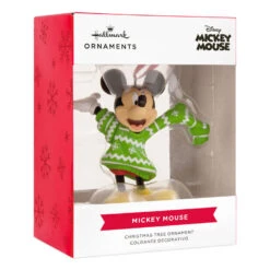 Disney Mickey Mouse In Christmas Sweater Hallmark Ornament -Hallmark Gift Shop Mickey Mouse in Green Sweater Christmas Ornament 3HCM4455 08