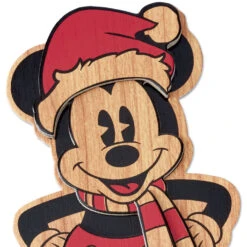 Hallmark Disney Mickey Mouse Magic Of The Season Wooden Christmas Card -Hallmark Gift Shop Mickey Mouse in Santa Hat Wood CutOut Christmas Card 899IXC7234 04
