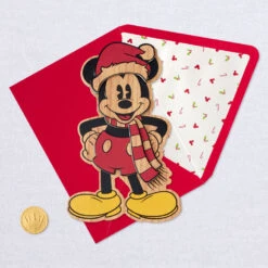 Hallmark Disney Mickey Mouse Magic Of The Season Wooden Christmas Card -Hallmark Gift Shop Mickey Mouse in Santa Hat Wood CutOut Christmas Card 899IXC7234 05