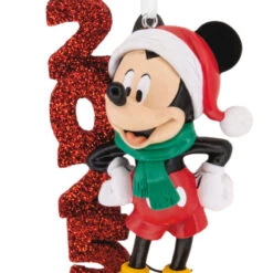 Disney Mickey Mouse 2025 Hallmark Ornament -Hallmark Gift Shop Mickey With Red Glitter 2025 Christmas Ornament 3HCM4759 06