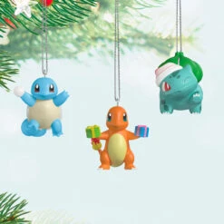 Hallmark Mini Pokémon Squirtle, Charmander, Bulbasaur Ornaments, Set Of 3 -Hallmark Gift Shop Mini Pokmon Characters Keepsake Ornaments 5QXM9395 02
