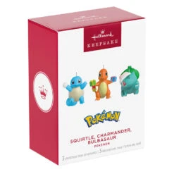 Hallmark Mini Pokémon Squirtle, Charmander, Bulbasaur Ornaments, Set Of 3 -Hallmark Gift Shop Mini Pokmon Characters Keepsake Ornaments 5QXM9395 08