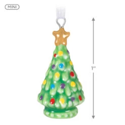 Hallmark Mini O Tiny Tree! Porcelain Ornament, 1" -Hallmark Gift Shop Mini Porcelain Christmas Tree Keepsake Ornament 5QXM9475 04