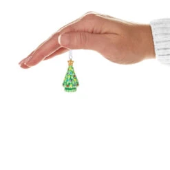 Hallmark Mini O Tiny Tree! Porcelain Ornament, 1" -Hallmark Gift Shop Mini Porcelain Christmas Tree Keepsake Ornament 5QXM9475 05