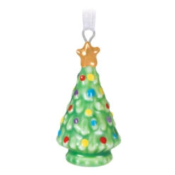Hallmark Mini O Tiny Tree! Porcelain Ornament, 1" -Hallmark Gift Shop Mini Porcelain Christmas Tree Keepsake Ornament 5QXM9475 07