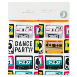 Hallmark Dance Party Cassette Tapes Fun Crew Socks -Hallmark Gift Shop Mix Tapes and Cassettes Novelty Crew Socks 1SOX2068 02