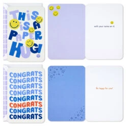 Hallmark Playful Lettering Assorted Multi-Occasion Cards, Pack Of 4 -Hallmark Gift Shop Mod Colorful Just Because Cards Pack With Stickers 3JBC1003 03