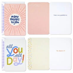 Hallmark Playful Lettering Assorted Multi-Occasion Cards, Pack Of 4 -Hallmark Gift Shop Mod Colorful Just Because Cards Pack With Stickers 3JBC1003 04