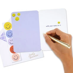 Hallmark Playful Lettering Assorted Multi-Occasion Cards, Pack Of 4 -Hallmark Gift Shop Mod Colorful Just Because Cards Pack With Stickers 3JBC1003 05