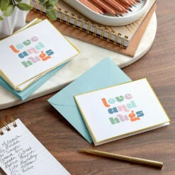 Hallmark Love And Hugs Blank Notes, Pack Of 10 -Hallmark Gift Shop Mod Lettering Love and Hugs Blank Note Cards Pack 3NOT1533 07